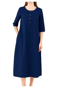 MODULA by NEIRAMI abito donna cotone blu svasato M020PP MADE IN ITALY - Imagen 1 de 3