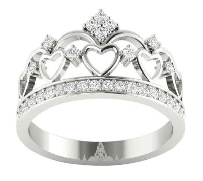 Anniversary Ring SI1 G 0.45 Ct Natural Diamond Crown 14K White Gold Prong Set - Image 1 of 4