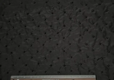 Black Silk Taffeta with big single Beads 100% Silk, 48" W, By The Yard (EB-929) - Image 1 of 3