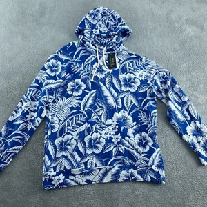 Polo Ralph Lauren Mens Blue & White Floral Hoodie Size L 100% Cotton  NWT 3875 - Picture 1 of 11