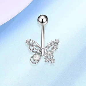 Fashion Butterfly Zircon Belly Button Ring Body Piercing Jewelry For Women Gi-vm - Picture 1 of 10