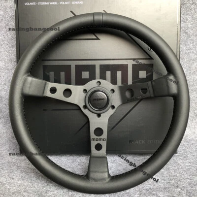 Black Edition Momo 350mm/14Zoll MOD07 Deep Dish Leder Sportlenkrad - Bild 1 von 4