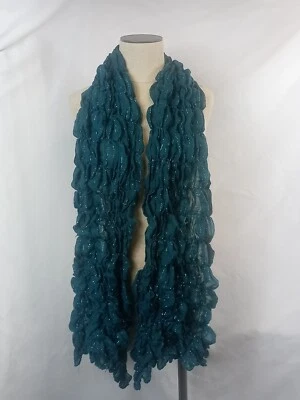 Bufanda con volantes brillantes vintage para mujer moda verde azulado brillante envoltura estola Foto 1 de 4