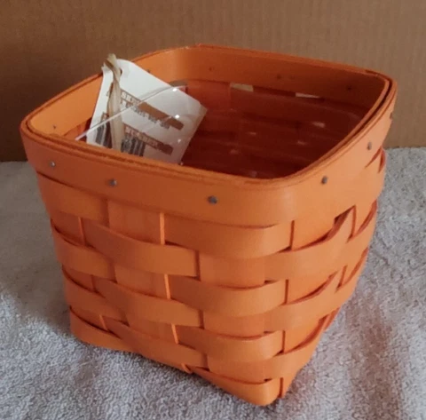 Longaberger  2010 Teaspoon Basket - Bright Orange - Protector New with Tags Cover