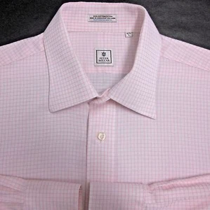 PETER MILLAR MEN'S (16.5 / L) 100% COTTON PINK PLAID BUTTON-DOWN DRESS SHIRT  - Picture 1 of 8