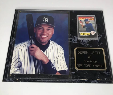 Derek Jeter ROOKIE Card New York Yankees Photo Wood Plaque Shortstop #2 Cover