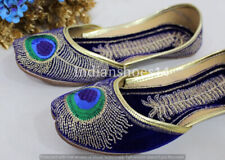 US Women Peacock Sandle FlipFlops Punjabi US Indian Mojari Khussa jutti  DD604BL