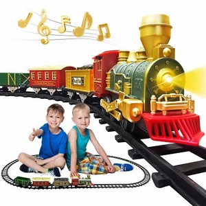 Weihnachtszug Set, Sound & Licht Lok, Güterwagen, 10 Schienen Geschenk Jungen - Bild 1 von 7