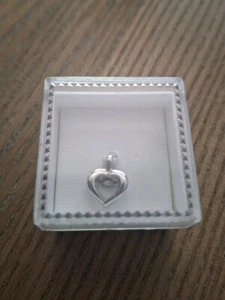Silver Open Heart CZ Pendant Charm - Picture 1 of 5