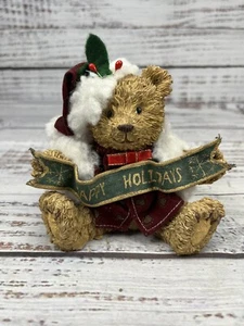 Teddy Bear Merry Christmas Figurine Resin Holiday Decor - Picture 1 of 7