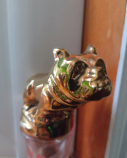 Vintage Bull Dog Figure Gold Tone Ceramic Cork Bottle Stopper