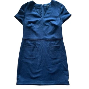Banana Republic Damen Etuikleid Wolle Seide ausgefranster Rand marineblau 12 Large - Bild 1 von 8
