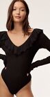 NEW Aritzia Wilfred Danette Long Sleeve Bodysuit Ribbed Black size Small