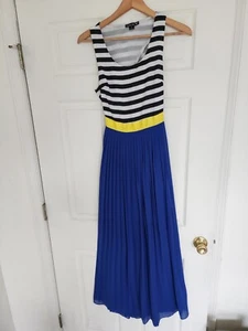 Double Zero Women’s Maxi Striped & Pleated Dress block colors Size S Open Back - Picture 1 of 7