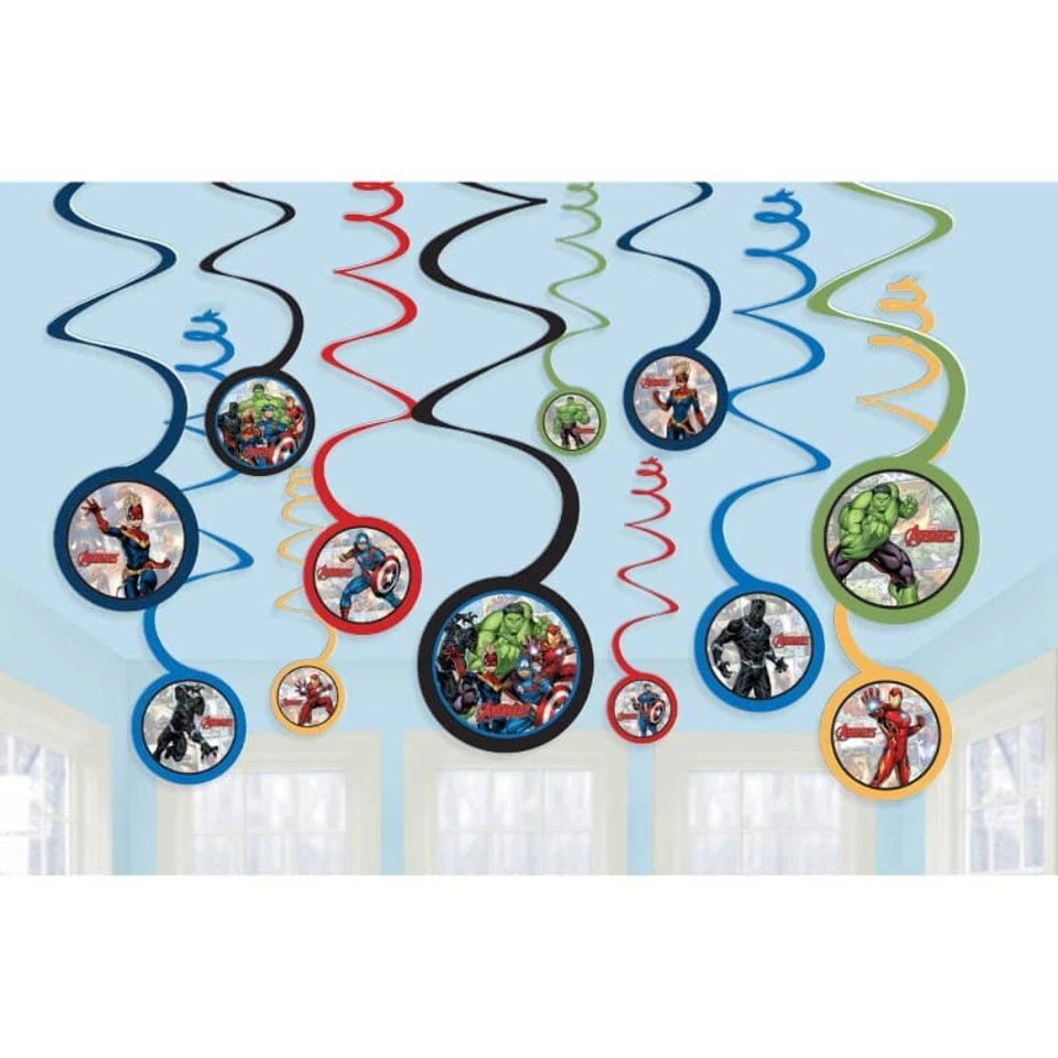 Avengers Marvel Powers Unite Party Supplies PK 12 Hanging Swirl Decorations