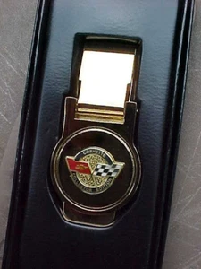 CORVETTE COLLECTOR ED. GOLD CHROME MONEY CLIP GIFT BOX FLIP STYLE NOS QUALITY - Picture 1 of 4