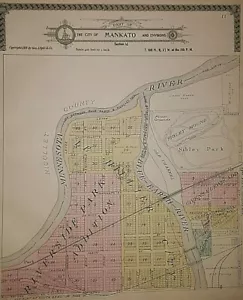 1914 Plat Map ~ LE HILLIER CITY - MANKATO, BLUE EARTH Co., MINNESOTA ~ Free S&H - Picture 1 of 3
