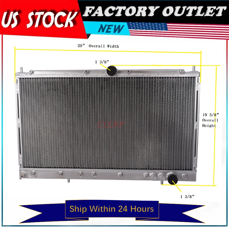 2Rows All Aluminum Radiator For Dodge Stealth 3.0L 1991-1996 MT 1992 1993 1994 - Image 1 of 4
