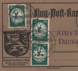 ZEPPELIN Flight 1912 Card 30pf Pigeon SEMI-OFFICIAL Air{3} Darmstadt BIRDS KZ148 - Picture 1 of 10