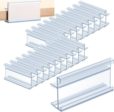 50 Pcs Wood Shelf Label Holder 1.25 x 2.5 Inch Clear PVC Plastic Display Tags... - Image 1 of 4