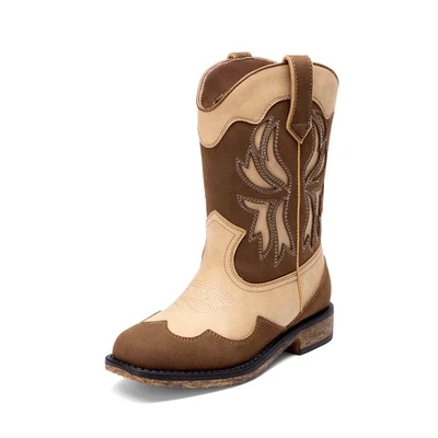 Kids Boys Girls Western Boots Square Toe Mid Calf Riding Boots Cowgirl Boots US - Image 1 of 4
