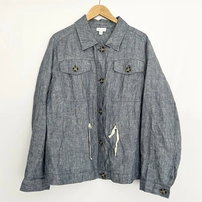 J Jill Love Linen Jacket Womens XL Cinch Minimalist Coastal Beach Cottagecore - Image 1 of 4