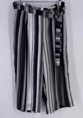John Paul Richard Culotte Pants Womens XL Multicolor Striped Tie Waist Pull-On - Image 1 of 4
