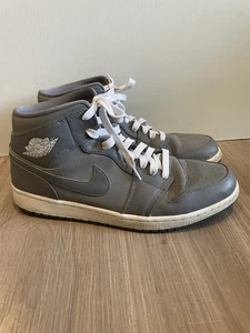 Nike Air Jordan 1 Mid Sneakers Cool Grey White 554724-014 Men’s Size 12 - Picture 1 of 6