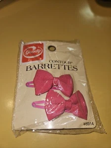 Vintage Goody Contour Pink Bow Barrettes - Picture 1 of 2