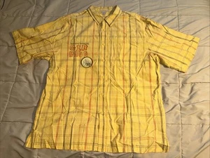 Marithe Francois Girbaud Shirt Embroidered XXL Short Sleeve Mens Yellow Y2K 90’s - Picture 1 of 10