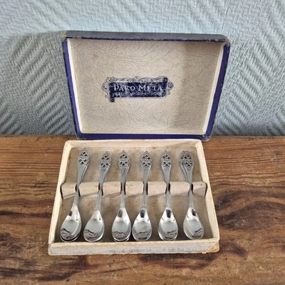 Vintage Pako Meta Stainless Steel Silver Spoons Set of 12 in box Flatware Spoon - Image 1 of 4