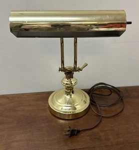 Vintage Underwriters Lab Portable Brass Bankers Desk Lamp Piano Adjustable Lamp - Picture 1 of 13