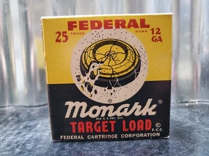 Vtg Federal Monark Target Load 12 GA Shotgun Shells Empty Box Made In The USA - Picture 1 of 11