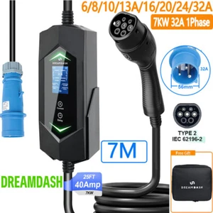 Type 2 EV Charger 7KW 32A 7M Home Electric Vehicle Charging Station with Bag UK - Picture 1 of 8