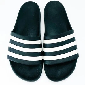 Men's Adidas Slip On Slides Navy & White Striped Comfort Slippers Size Au9 27cm - Picture 1 of 5