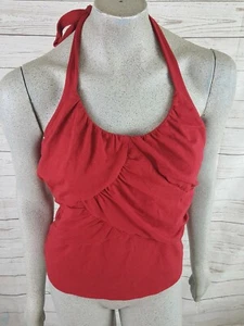 NUEVO Bisou Bisou Michele Bohbot Talla PL Rio Rojo Halter Top Volantes Frontal - Imagen 1 de 3