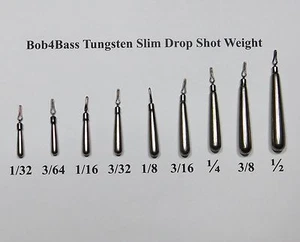 Tungsten Slim Drop Shot Weights Natural/Black/Green Pumpkin 5 or 20 in a Pack - Picture 1 of 10