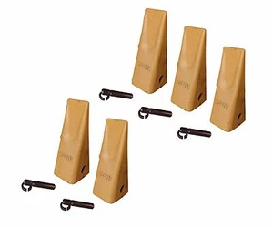 5 Caterpillar Style Backhoe Bucket Dirt Teeth w/ Pins & Retainers - 1U-3202 - Picture 1 of 4