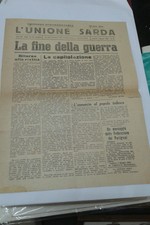 LA FINE DELLA GUERRA 7 MAGGIO 1945 EDIZIONE STRAORDINARIA L'UNIONE SARDA ORIGIN