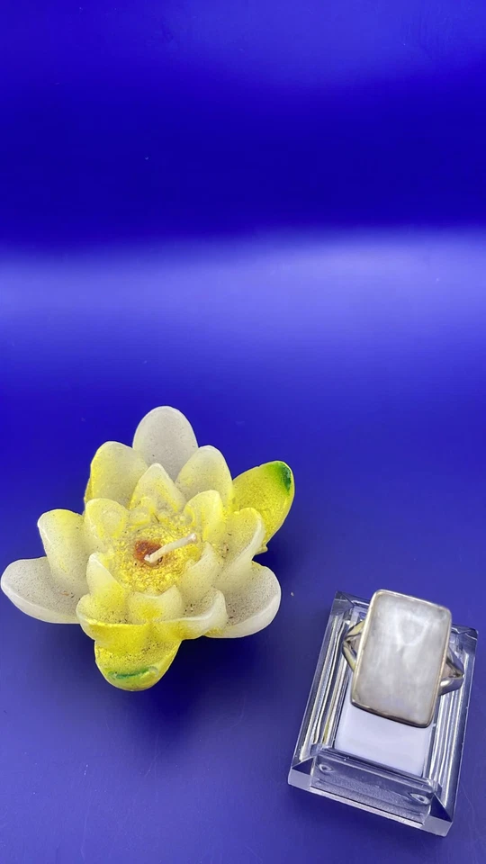 Anello Pietra Labradorite Bianca In Argento MIS.17 - Immagine 1 di 1