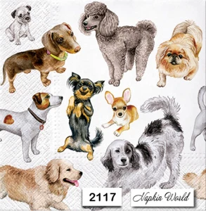 (2117) TWO Individual Paper LUNCHEON Decoupage Napkins - DOGS DOG BREEDS CANINES - Picture 1 of 2