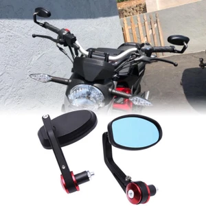 Pair 7/8" 22mm Bar End Mirrors Anti-Glare For Ducati Monster 696 796 900 1100 - Picture 1 of 7