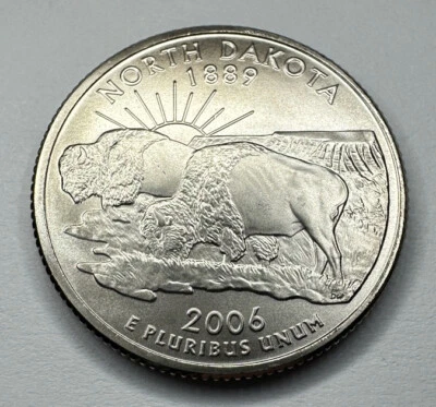 2006-P North Dakota St Quarter 25cent Coin from US Mint Satin Set. Uncirculated - Image 1 of 4
