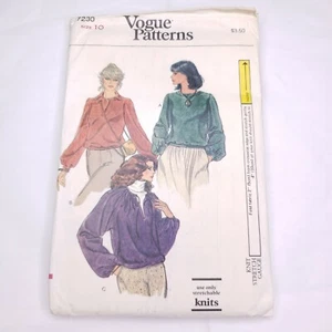 Vogue 7230 Misses' Top Vintage Sewing Pattern for Stretch Knits Tops Sweater 10 - Picture 1 of 3