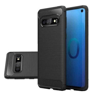 Shockproof Case For Samsung GALAXY S10 Carbon Fibre Effect Back Cover - Picture 1 of 1