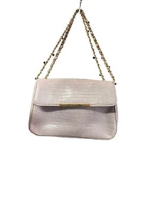 Ann Taylor Blush Pink Genuine Leather Handbag Evening Bag Beaded Chain Handle - Picture 1 of 8