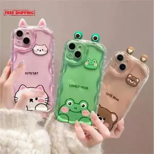 3D Cute Rabbit Bear Frog Cat Ear Doll Case for Galaxy A55 A15 A25 A35 A05 A05S - Picture 1 of 33