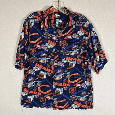 NFL Chicago Bears Mens Medium Shirt Button Front Short Sleeves All Over Print - Image 1 of 4