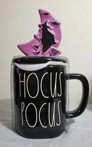 NEW Rae Dunn Black/Purple Halloween "Hocus Pocus" Mug with Witch Topper - Picture 1 of 3
