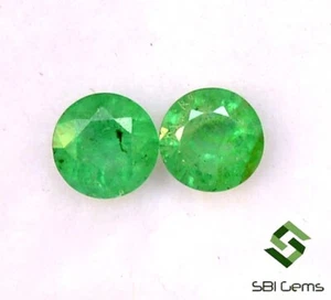 Coppia pietre preziose sfuse non riscaldate taglio tondo smeraldo naturale certificato 4 mm 0,53 CTS - Foto 1 di 6